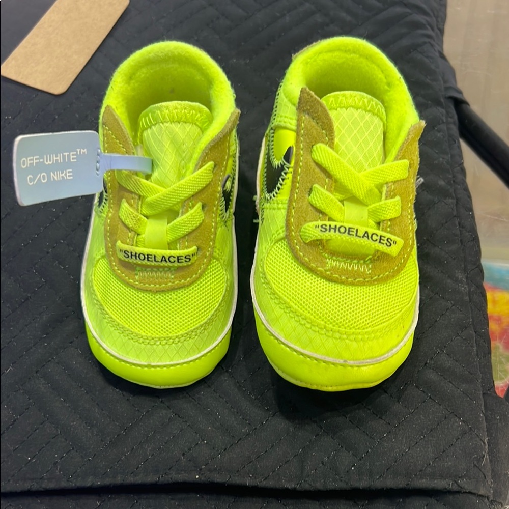 Off-White Green Baby Walker Shoes Velcro Closure